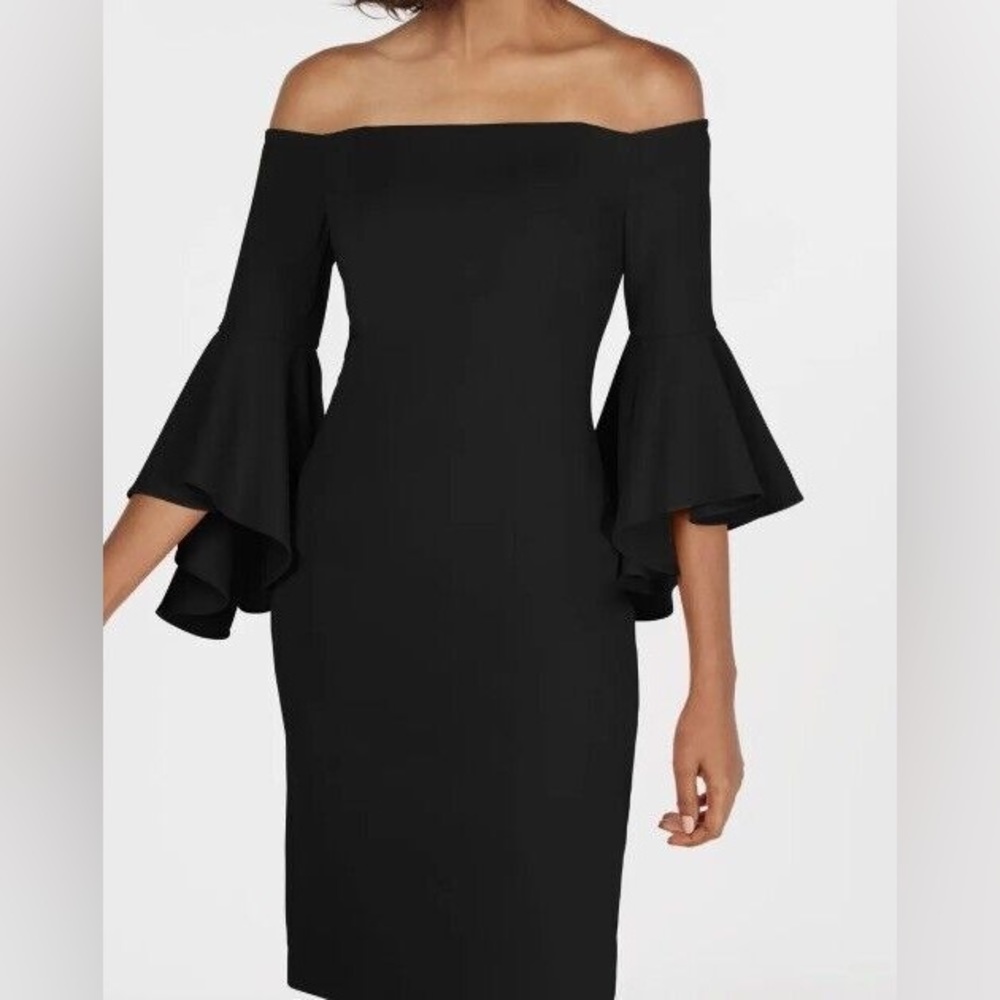 Calvin Klein Off-the-shoulder Sheath Dress - Navy, Size 6
